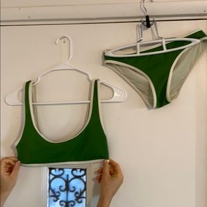 Solid and striped bikini set